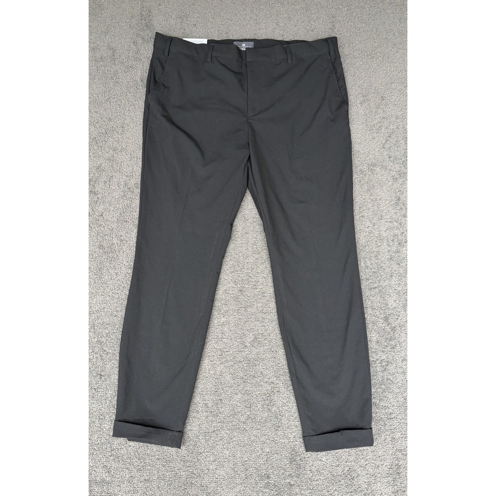 HM Mens Skinny Fit Cropped Trousers Black 4-Way Stretch Pants US 38 NEW